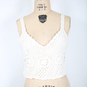 Y2K White Crochet Crop Top Summer Pool Beach Resort Cruise